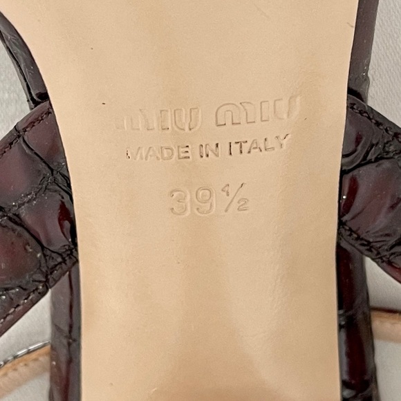 Miu Miu croc embossed bow ankle strap sandals - Picture 9 of 12